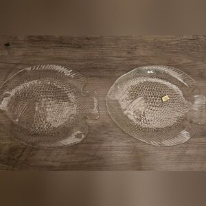 2 PC french arcoroc glassware fish dishes